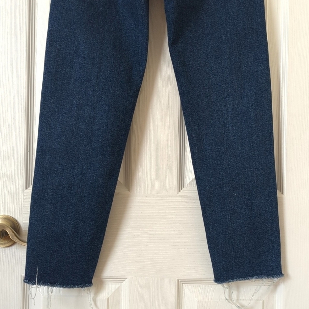 American Eagle Classic Dark Wash High Rise Crossover Straight Leg Mom Jeans 00 - Picture 6 of 15
